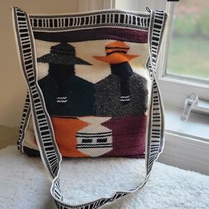 100% WOOL Artisan Handmade from Ecuador Patterned Tote Bag